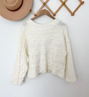 White Chunky Off the Shoulder Knit Sweater