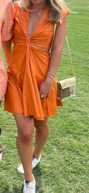 Orange Leather Cut Out Dress