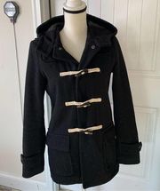 ASOS Black wool blend hooded toggle coat size XXS