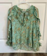 Spell & The Gypsy Collective Boho Ruffled Long Sleeve Blouse Shirt Size M