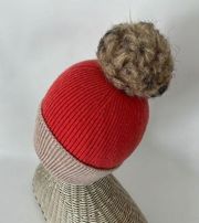 Anthropologie Norla Canada Pom Pom knit hat Pink