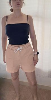 High Waisted Terry Sweat Boyfriend Shorts - Peach - S