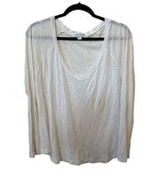 Standard James Perse White Cotton/Modal Long Sleeve Deep Scoop Neck Size Medium.