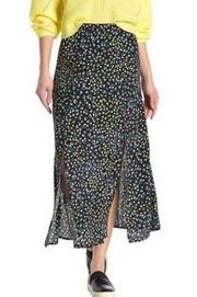 NWOT Elodie Double Slit Black Ditsy Floral Midi Skirt S