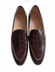 J.Crew Ladies Academy Penny Loafers J8501 leather slip on shoes almond toe Sz 8