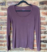 Caslon Burgundy Long Sleeve Crew Neck T-Shirt Women's Size Medium