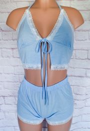 Baby Blue, Halter, Lingerie Set