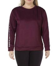 NWT Nicole Miller Sport Women Scuba Stripe Long Sleeve Sweatshirts Purple Large