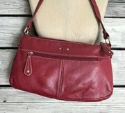 Stone Mountain Red Pebbled Leather Shoulder Purse‎