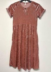 Pink Blush Velvet Midi dress women’s Size M EUC