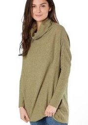 We The Free Oversized Kitty Olive Sage Green Thermal Tunic Cowl-neck Sweater XS