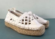 Ralph Lauren White Macrame Lace Espadrille Slip On Loafers