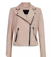 ALLSAINTS Dalby Suede Biker Jacket in Dusty pink