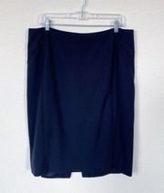 [One Forty 8] Lafayette 148 Sz 14 Navy Blue Black Seamed Pencil Skirt Wool Work