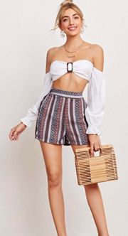 High Waisted Tribal Print Shorts