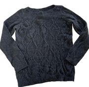 89th & Madison Sweater Womens Small Solid Black Round Neck Knit Detail Acrylic