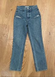 GRLFRND Hailey High Waist Cut Out Jeans Button Fly Size 23
