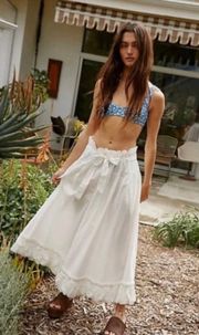 Favorite Part Tie Waist Tiered Poplin Maxi Skirt