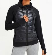 Lou & Grey Mixed Media Puffer Jacket Black Sz XS