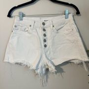 Hudson Jeans High Rise Zoeey Exposed Button White Cropped Shorts size 26