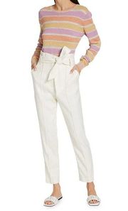 Veronica Beard Clerence Off-White Seamed High Waist Paperbag Pants Size 6