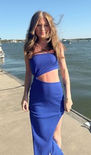 Blue cut out dress