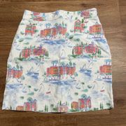 CHRISTOPHER & BANKS Colorful Sailboat Print Knee Length Skirt Side Zipper Size 6