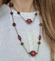 Vintage “Rosalie” Burgundy Beaded Necklace Statement Maximalist Red Purple