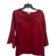Jane and Delancey NEW Cotton V neck Burgundy Flared sleeve top 1X
