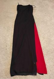 Dave and Johnny red and black slit maxi dress prom