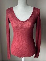 - Dark Red V-Neck Sweater