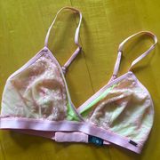 Lace Bralette, Peach, Yellow by Kensie, Size S