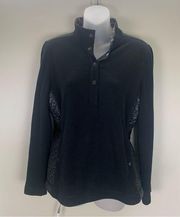 Tommy Bahama Black Quilted Detail Pullover Snap Button Sweatshirt Size Medium