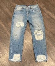 7 For All Mankind  distressed studded jeans