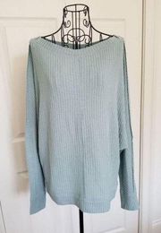 Caslon Women's Long Dolman Sleeve Ribbed Knit Thermal Top Blue Mineral Size (M)