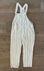 cloth & stone cream beige striped overalls jumpsuit