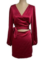 Stylestalker ruby satin wrap front mini dress size Large