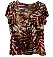 East 5th Short Sleeve V-Neck Feathered Stretchy Shirt Size: XL