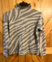 Womens Mock Neck Knit Sweater Grey Striped Size M