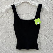 NWOT Babaton Sleeveless Knit Square Neck Cropped Tank Top Black Women's Size XXS