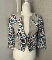 Anthropologie  Women's Floral Cropped Open Front Jacket Sz 0