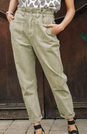 High Waisted Army Green Jeans 