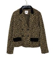 90s Vintage Leopard Print Blazer Jacket Retro Medium Leslie Fay Jacke