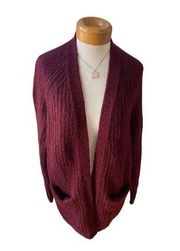 Johnston & Murphy Long Sleeve Open Front Pocket Cardigan Size Medium burgundy wi