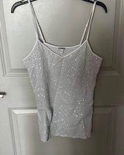 White w/ Sequins Tank Top Size Large