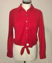 Chico's Vintage 90’s  super soft Red cropped button down tie front blouse medium