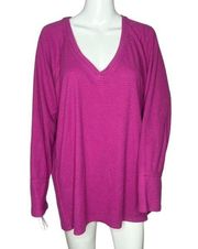 Wildfox Women’s Haley Thermal Top Purple Brushed Long Sleeved V-Neck Size XXL