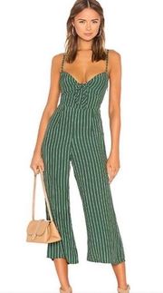 Faithfull the Brand Presley Jumpsuit in Green Paseo Stripe Tie Front Smocked