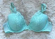 Lightly Lined Blue Plunge Lace Bra