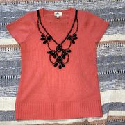 rhinestone bow necklace sweater